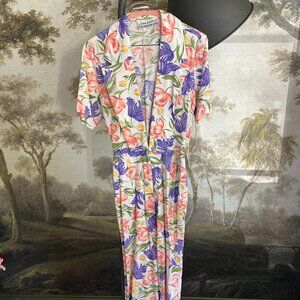 Vintage Joan Walters Cotton Blend Tulip Floral Jumpsuit - S - Reformation-Style